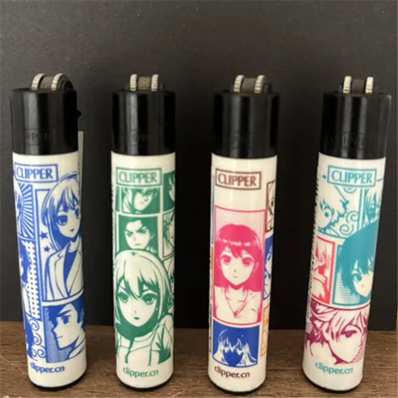 new 4pcs CLIPPER Lighter Retro Grinding Wheel Open Flame Lighter New Inflatable Lighter Cigarette Accessories Men's Small Gifts