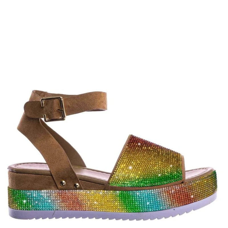 Rhinestone Platform Wedge Sandals