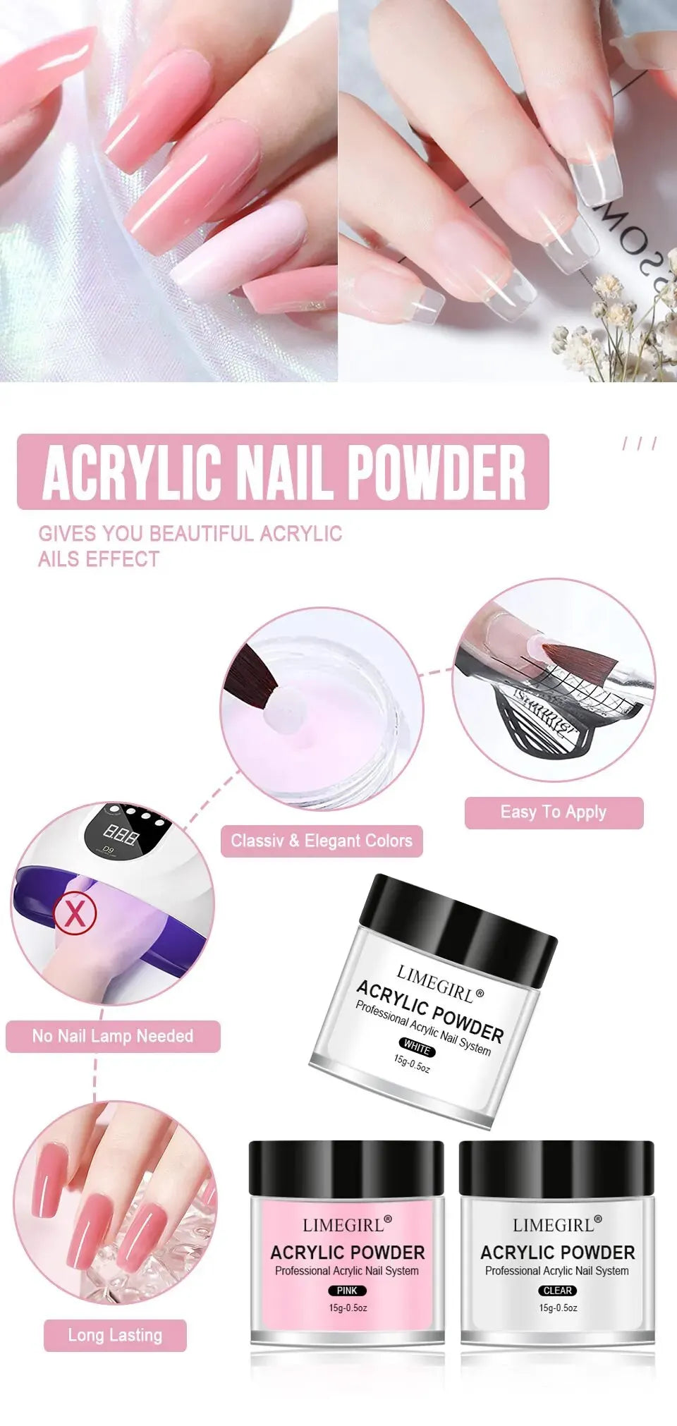 Nail Acrylic Powder and Liquid Monomer Nails Art Decoration For Manicure Set Kit Crystal Nail Glitter 3D Nail Tips Carving Tools