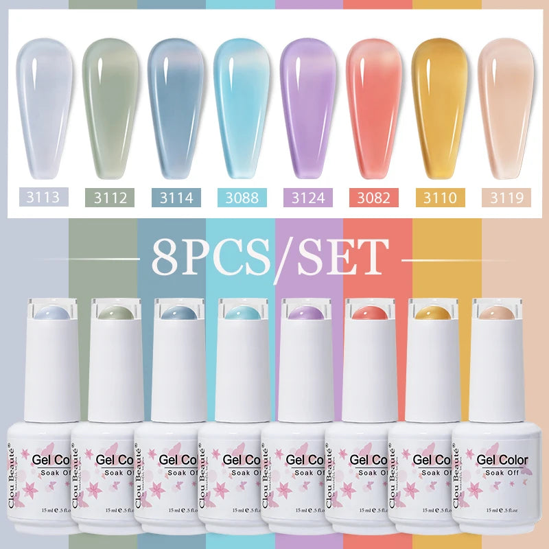 Clou Beaute 6/8pcs 15ml UV Nail Gel Colors Polish Set Summer Pretty Sugar Pink Red Neon Professional Nail Art Manicure Kit Gift