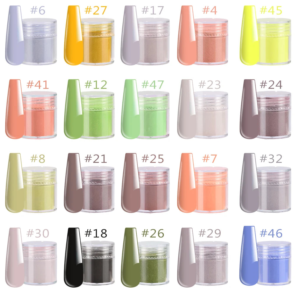 24Pcs/Set Nail Acrylic Powder Multi-Colors Professional Nails Crystal Pigment Dust for Nail Art Extension Carving Dipping Powder