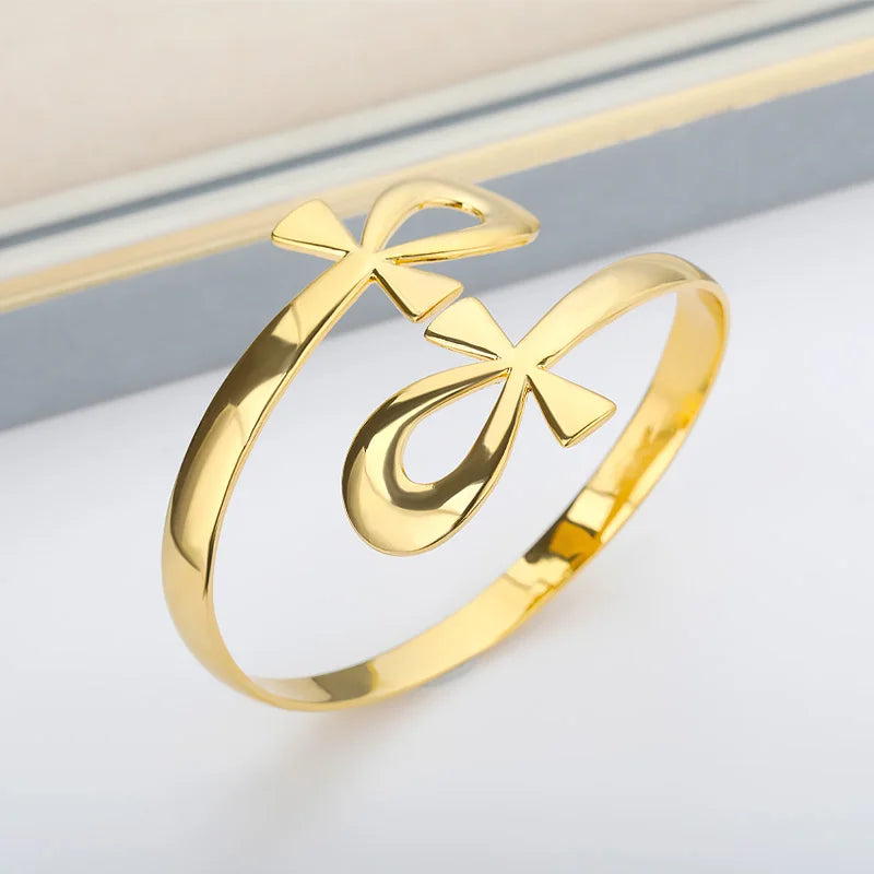 Egyptian Cuff Bracelet for Women 316L Stainless Steel Evil Eye Ankh Cross Queen Bracelet Bangles Vintage Jewelry Freeshippings