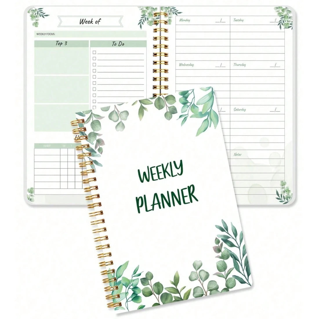 1pcFloral Weekly Planner Notebook, Spiral Weekly Journal with To Do List, Habit Tracker & Notes Pages