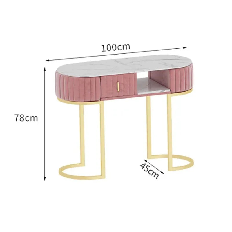 Premium Marble Nail Art Beauty Table and Chair Set Nordic