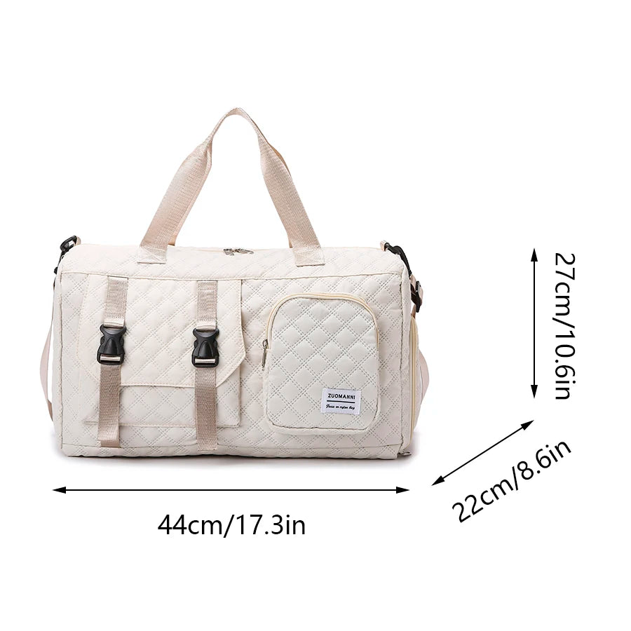 Durable Nylon Travel Duffle Bag, Portable Sports Gym Bag for Overnight Trips Shoulder Duffel Training Bag, Spacious Argyle