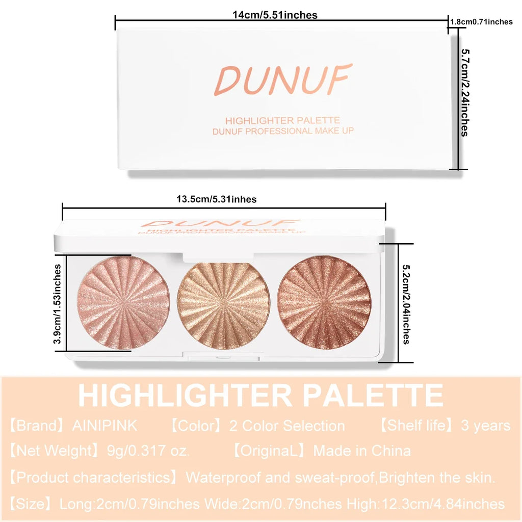 Waterproof Baked Highlighter Palette 7Colors Highly Pigmented Blush Contour Shadow 4in1 Face Makeup Long Lasting Beauty