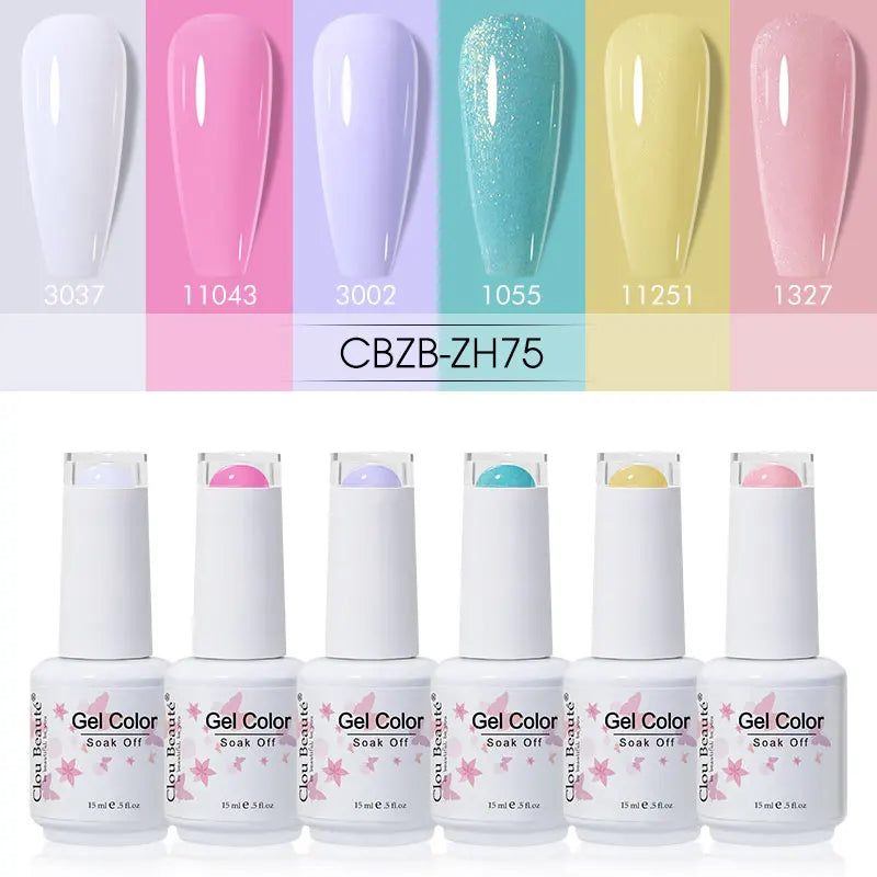 Clou Beaute 6/8pcs 15ml UV Nail Gel Colors Polish Set Summer Pretty Sugar Pink Red Neon Professional Nail Art Manicure Kit Gift