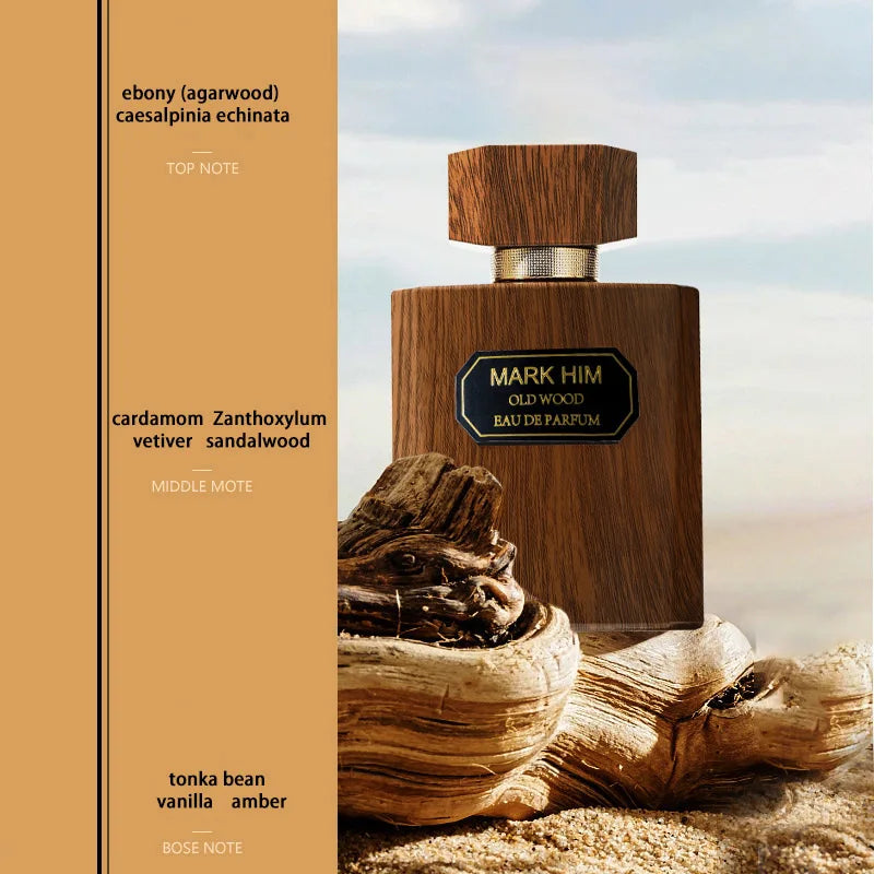 Luxury Gentleman Men's Perfume 75ml Ebony Agarwood Woody Fragrance Charm Cologne Vanilla Amber Freshness Lasting Light Fragrance