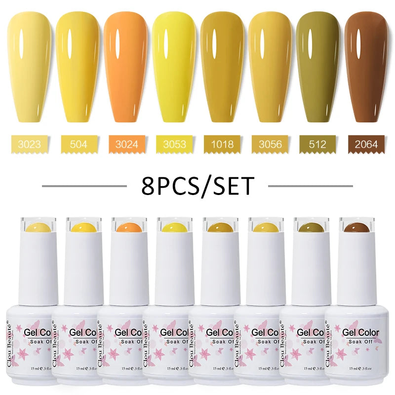 Clou Beaute 6/8pcs 15ml UV Nail Gel Colors Polish Set Summer Pretty Sugar Pink Red Neon Professional Nail Art Manicure Kit Gift