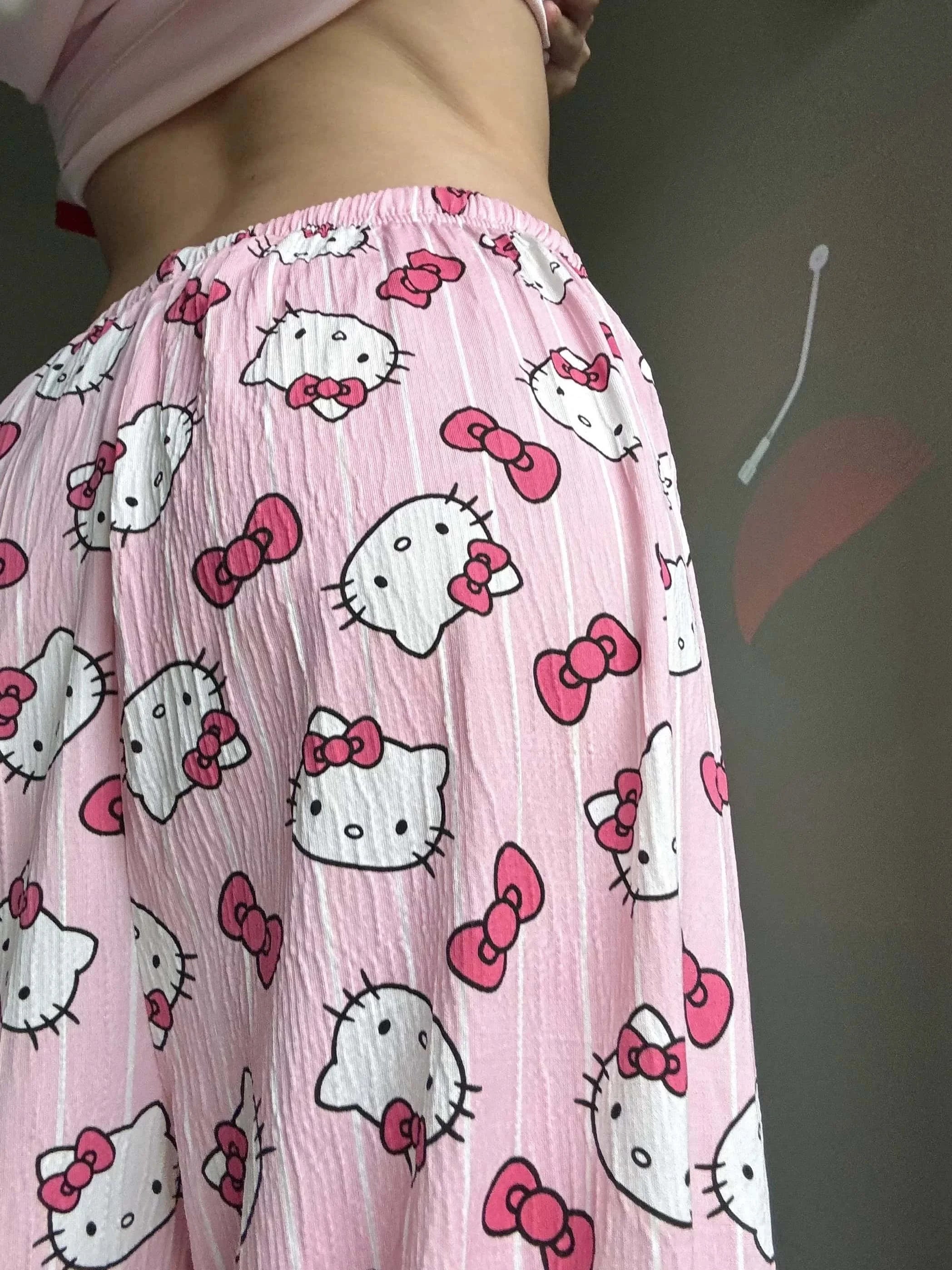 Hello Kitty Flannel Pajama Pants Anime Cartoon Sanrio Home Pants Couple Home Sleepwear Trousers Leisure Home Clothing