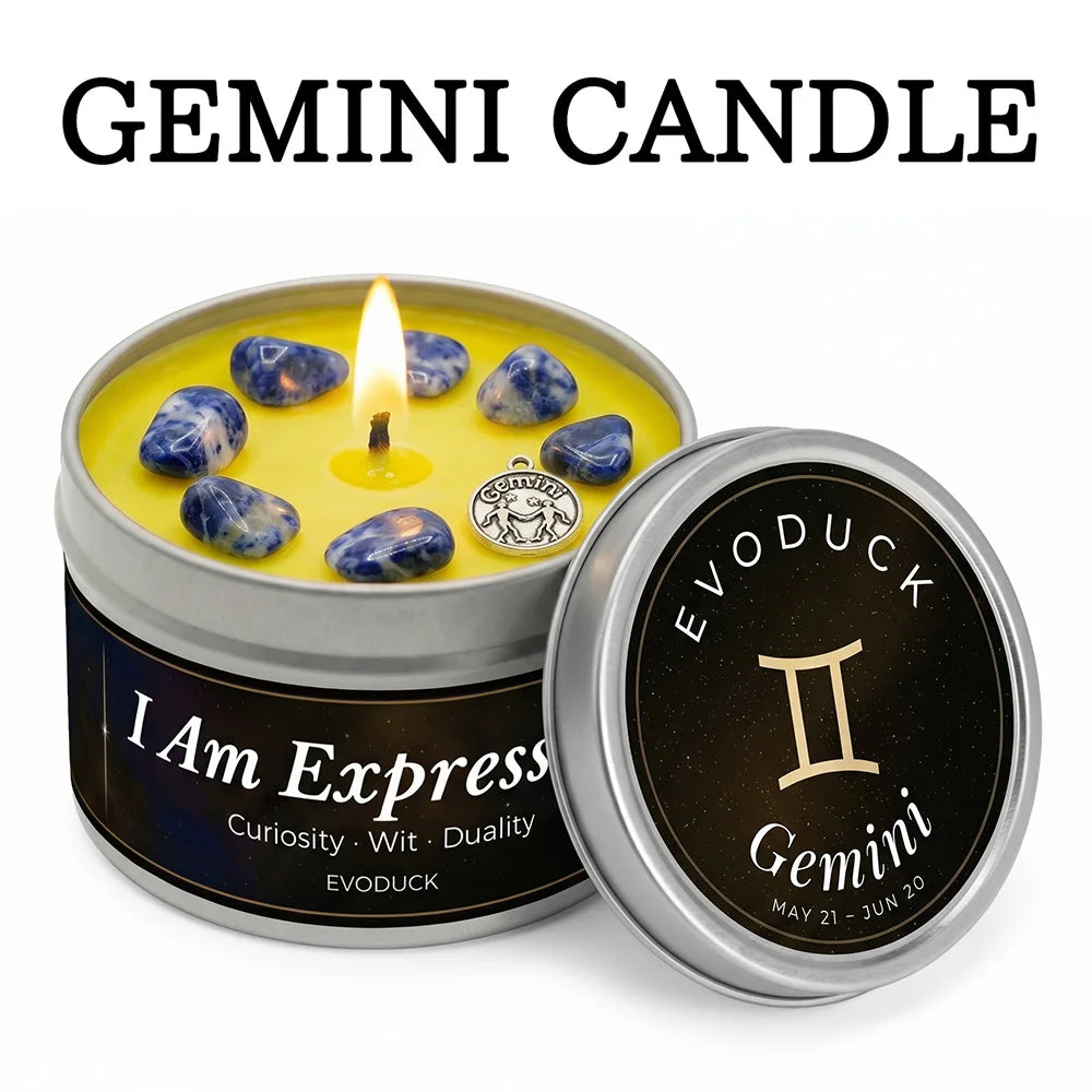 Gemini Constellation Scented Candle, Lemon Basil, Astrology Aromatherapy Candle in Tin, Home Fragrance Decor Birthday Gift, 3oz