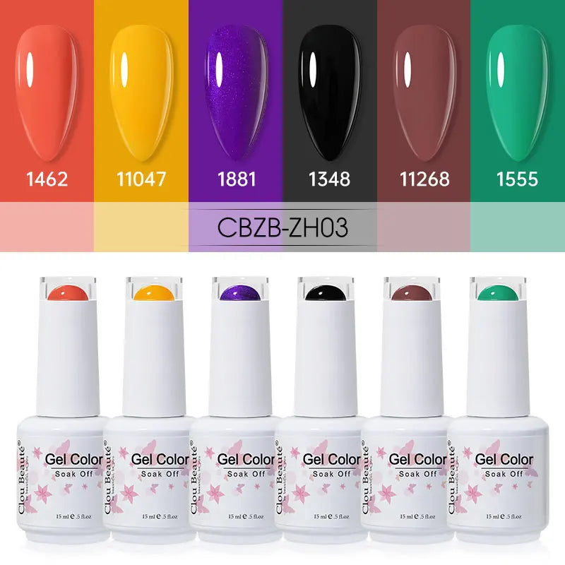 Clou Beaute 6/8pcs 15ml UV Nail Gel Colors Polish Set Summer Pretty Sugar Pink Red Neon Professional Nail Art Manicure Kit Gift