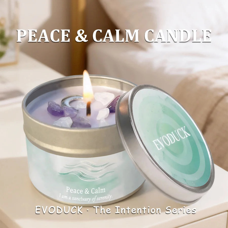 Law of Attraction Peace Ritual Candle, Lavender & Chamomile Aroma with Healing Crystals, Great for Holiday Gifting Christmas