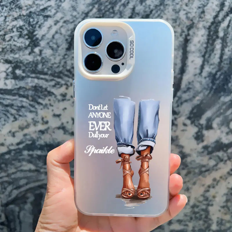 Girl Boss Female Coffee Phone Case For iPhone 15 14 Plus Pro Max 17 16 13 Mini 12 11 Pro Max Pattern Shockproof Laser Covers