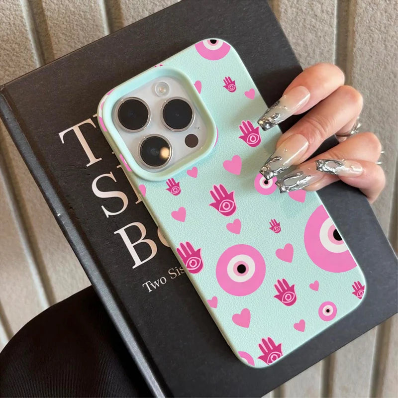 Pink Hamsa Evil Eye Pattern Phone Case