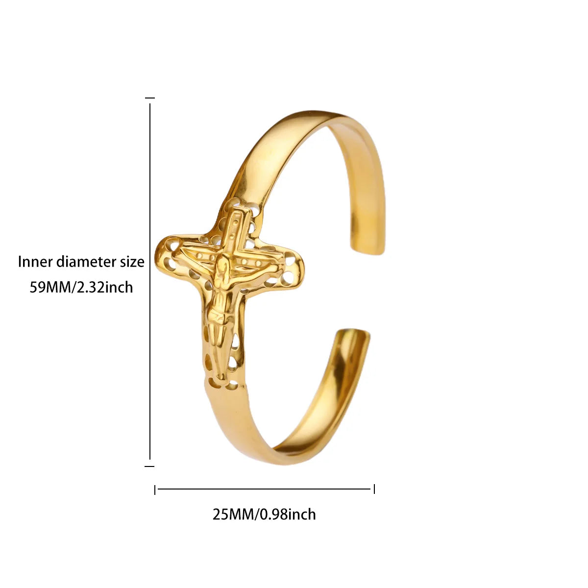 Stainless Steel Ankh Cross Bracelet For Women Men Gold Color Cross Cuff Bangles Vintage Egyptian Religion Jewelry Gifts