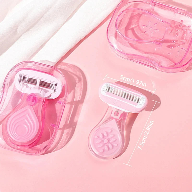 Portable Women Razor for Travel Face Leg Bikini Body Hair Shaving With Protective Net Blade Lady Manual Shaver Set