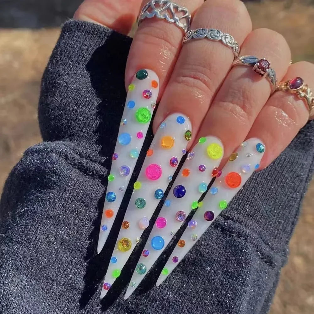 Xxxl Extra Long Quadrate Nail Art Butterfly Angel Diamond Coffin Stiletto False Nails Customizable Nail Party Stickers