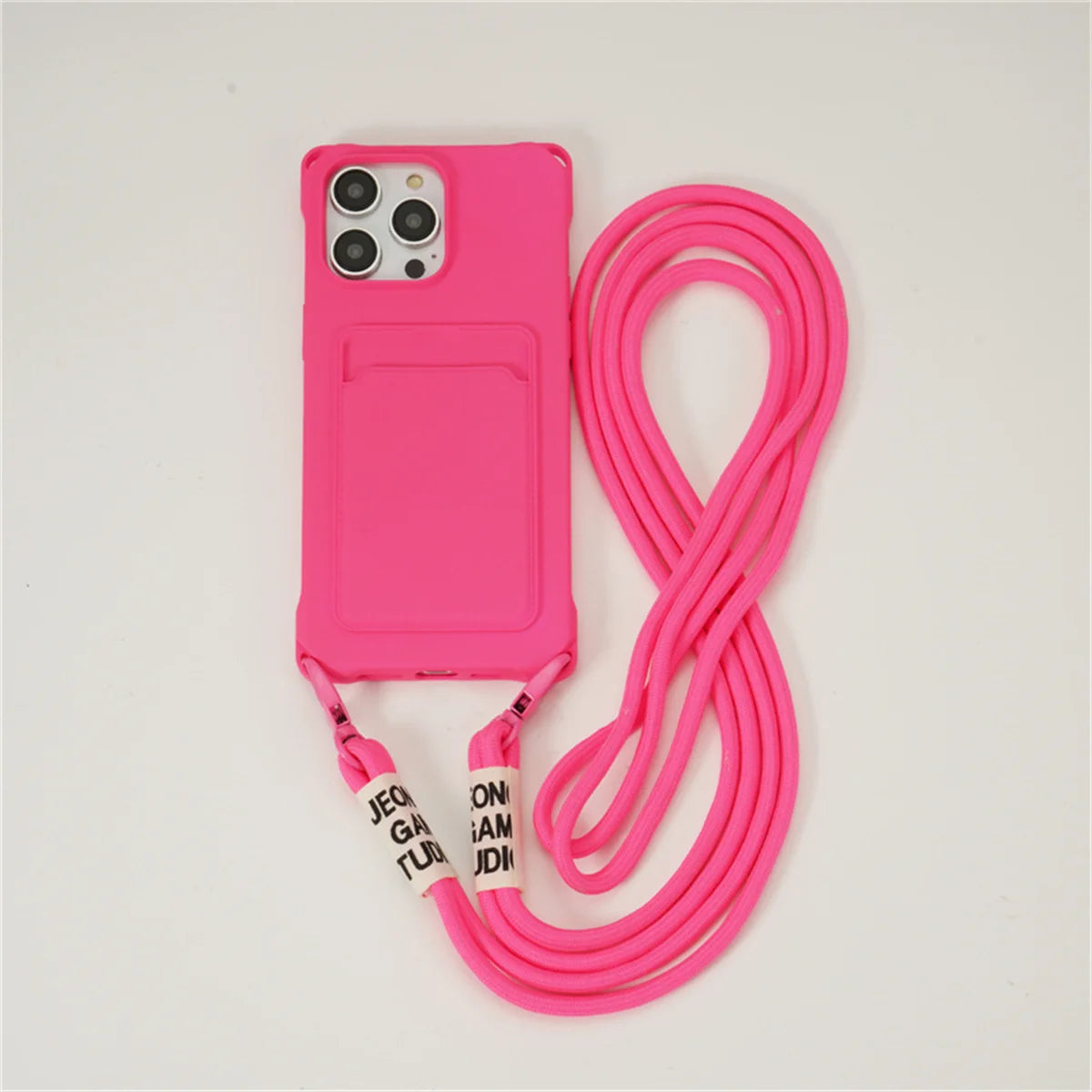 Phone Case for IPhone 17 Air 16E 16 15 Plus 14 12 13 11 Pro Max XS XR 8 7 Shockproof Silicone Card Slot Crossbody Necklace Cover