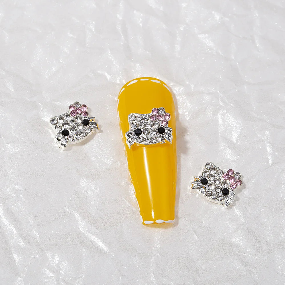 60/30/10PCS Hello Kitty Nail Charms Sanrio 3D Alloy Full Diamond Jewelry Nail Art Rhinestone Crystal Gems Manicure Cartoon Y2K