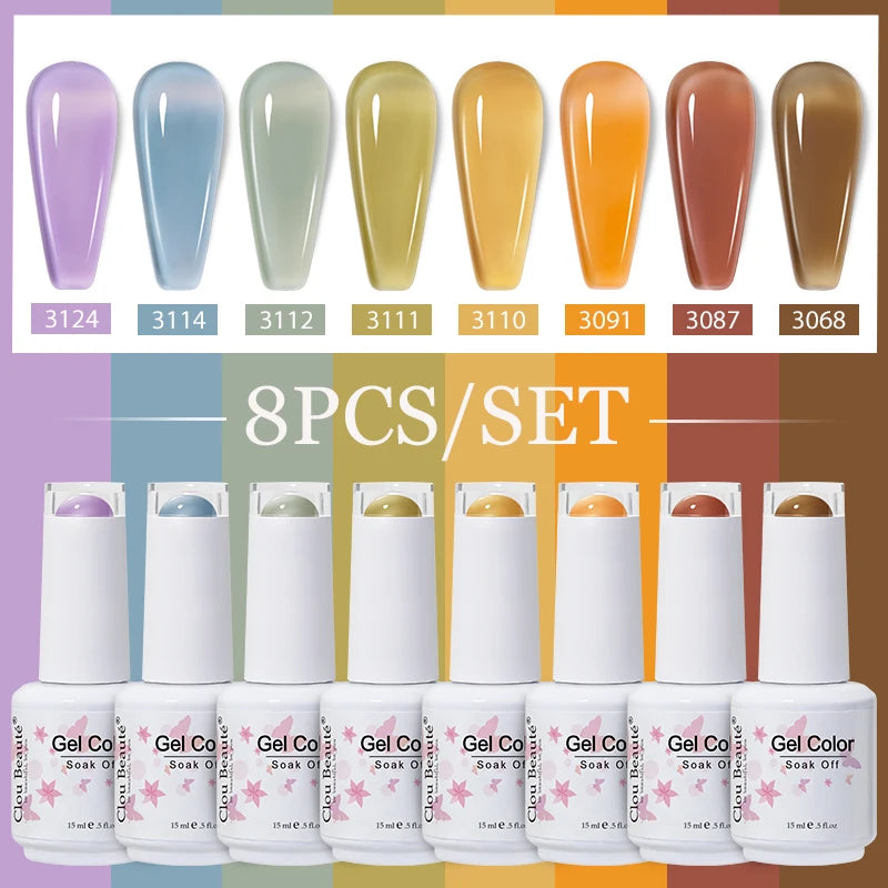 Clou Beaute 6/8pcs 15ml UV Nail Gel Colors Polish Set Summer Pretty Sugar Pink Red Neon Professional Nail Art Manicure Kit Gift