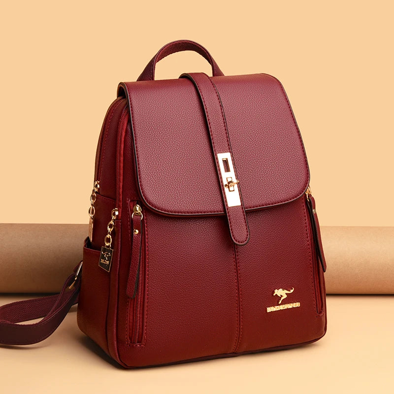 Vintage Leather Luxury Backpack for Women