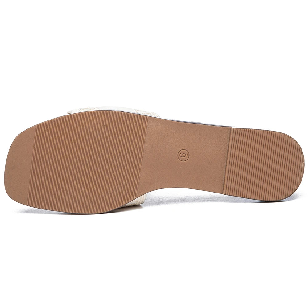 Summer Women Letter Flat Sandals Casual Comfortable Slip Slide 2024 Fashion Vintage Slippers Shoes Classic New
