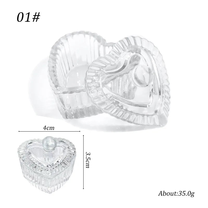 Colorful Crystal Glass Acrylic Powder Liquid Nail Cup Dish Lid Bowl with Cap Manicure Holder Equipment Nail Salon Manicure Tools