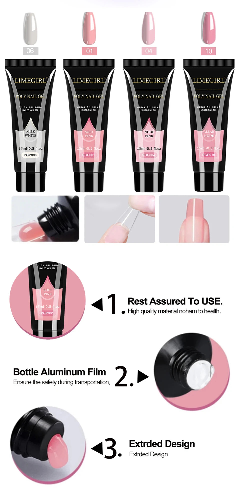 LIMEGIRL Gel Nail Polish Kit UV Soak Gel Base Coat Polishing Tool with LED Light and Nail Drill Semi-Permanent Gel Varnish Kit