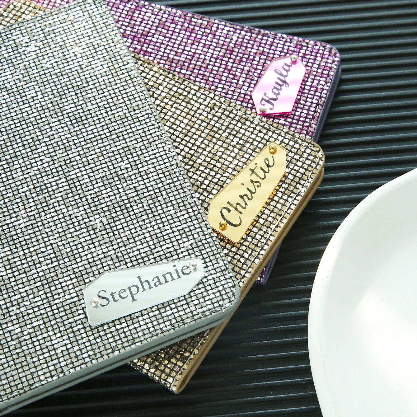 1PCS Personalized Name Passport Holder with Disco Ball Sequins Custom Unique Passport Holder with Shiny Mirror Name Tag