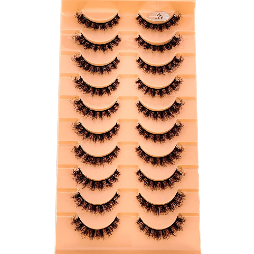 HBZGTLAD 10 Pairs Faux Mink Eyelashes Handmade False Eyelashes Natural Nude Makeup Simulation Cross Messy Eye 3D Curly Eyelashes