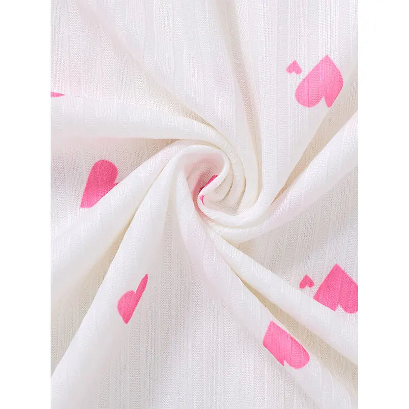 1 Set Of V-neck Women's Lingerie Sexy Suit Soft Bra Nightgown With Thong Intimates Underwear Heart Print Bras Briefs Night Dress