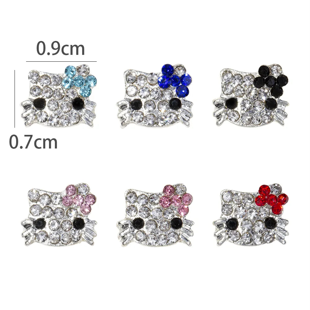 60/30/10PCS Hello Kitty Nail Charms Sanrio 3D Alloy Full Diamond Jewelry Nail Art Rhinestone Crystal Gems Manicure Cartoon Y2K