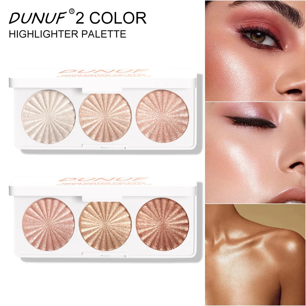 Waterproof Baked Highlighter Palette 7Colors Highly Pigmented Blush Contour Shadow 4in1 Face Makeup Long Lasting Beauty