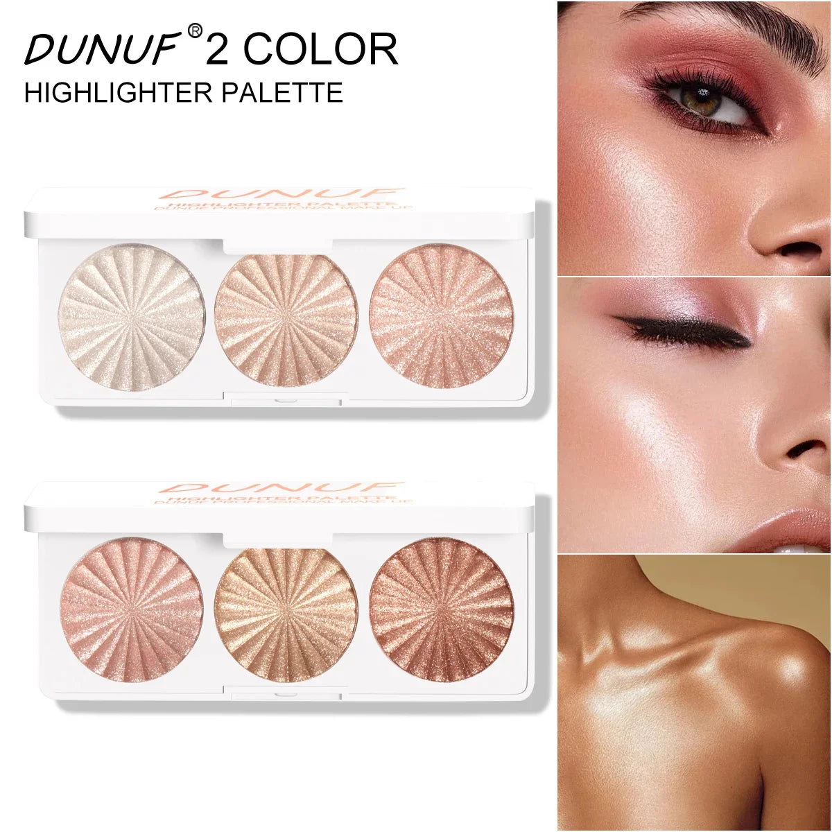 Waterproof Baked Highlighter Palette 7Colors Highly Pigmented Blush Contour Shadow 4in1 Face Makeup Long Lasting Beauty