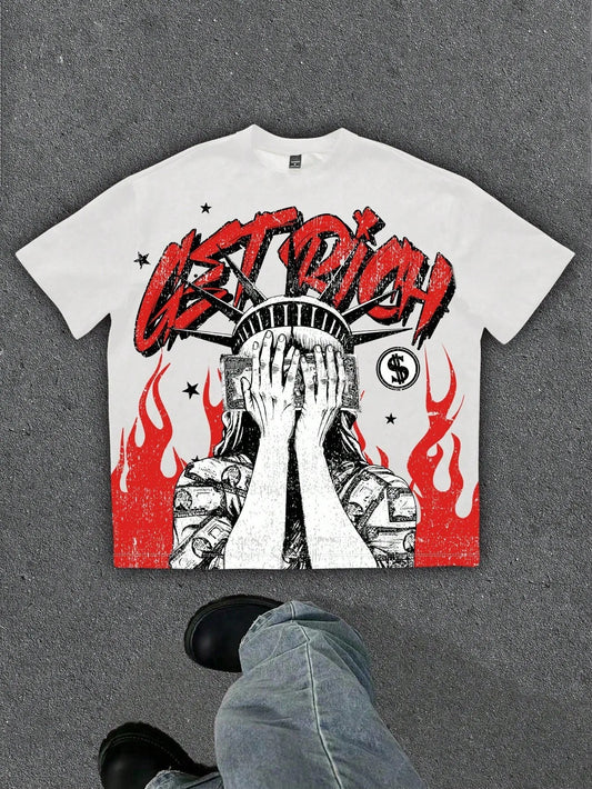 The new men's T-shirt for the summer of 2025 features a casual fashionable soft and breathable 3D angel pattern print