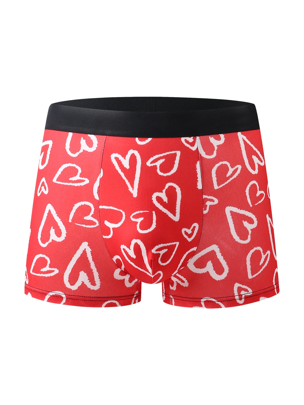 3-pack men's boxer briefs, Valentine's Day love trendy graffiti print men's boxer briefs