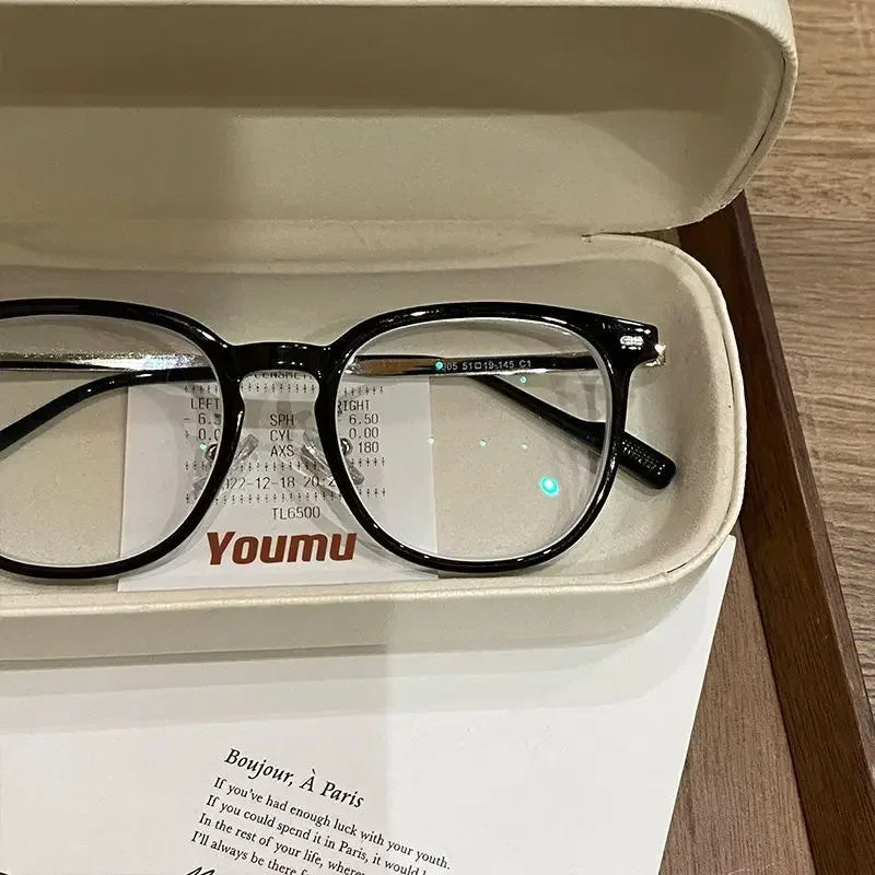 Myopia Glasses Anti Blue Light Metal  Resin -1.0 ~ -6.0 Neutral Style Flat Glasses Computer Glasses