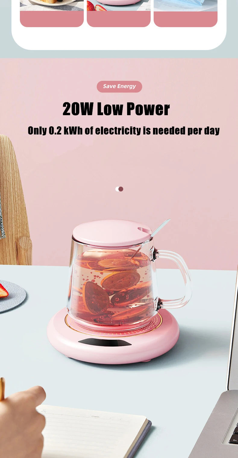 1PC Thermostatic Heating Coaster USB Home Heating Coaster 3-speed Adjustment Heating 55 Degrees Constant Temperature