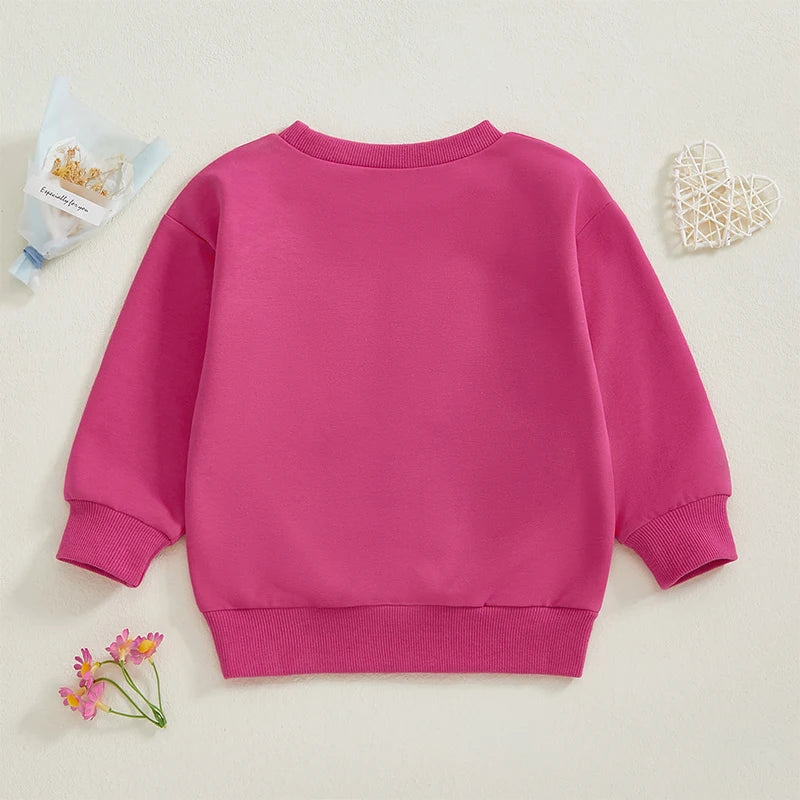 2024-10-11 Lioraitiin 6M-4Y Kids Girls Valentines Day Sweatshirt Long Sleeve Crew Neck Embroidery Letters Pullover Hoodie Tops