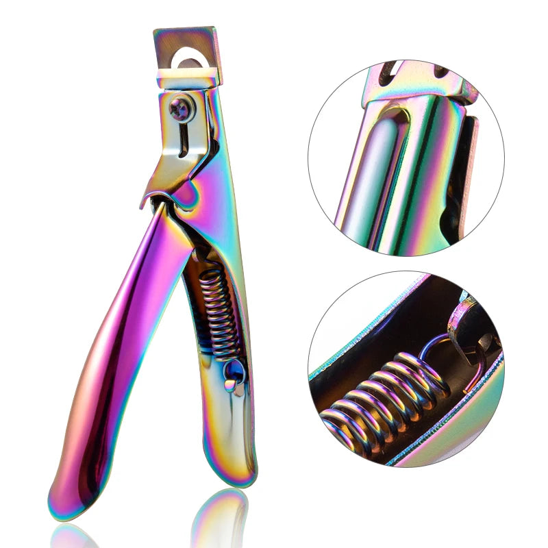 4PCS Acrylic Nail Cutter Stainless Steel Clipper Scissors U Word False Tips Trimmer 10pcs Magnet Cuticle Pushers Nail File
