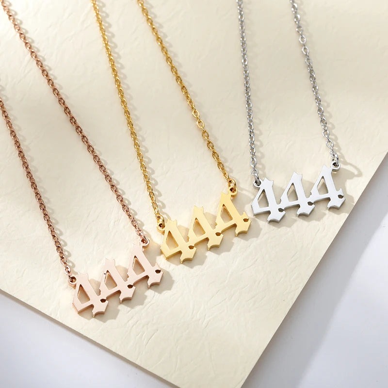444 666 777 Angel Number Necklace Devil Angel 999 222 111 Necklace For Women Collares Chain Stainless Steel Minimalist Jewelry