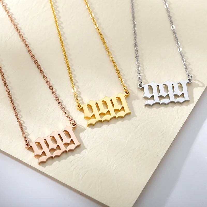 444 666 777 Angel Number Necklace Devil Angel 999 222 111 Necklace For Women Collares Chain Stainless Steel Minimalist Jewelry