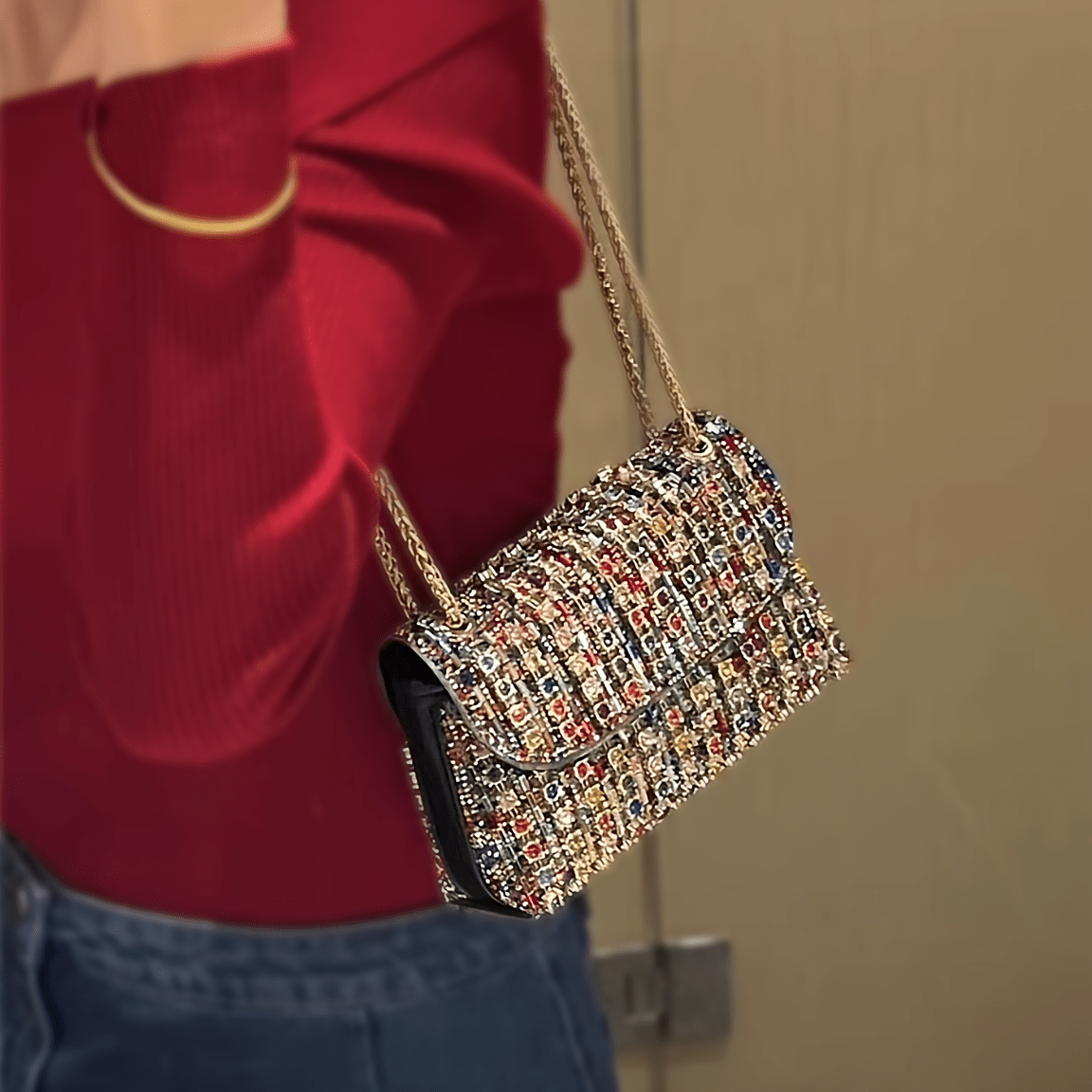 Glamorous Rhinestone Decorated Evening Bag, Elegant Solid Color Purses Shoulder Bags for Party for Halloween, Fashion Crossbody Bags for Women for Party, Trendy All-match& Exquisite Bag for Gift, Fall Outfits, Fall Freshness