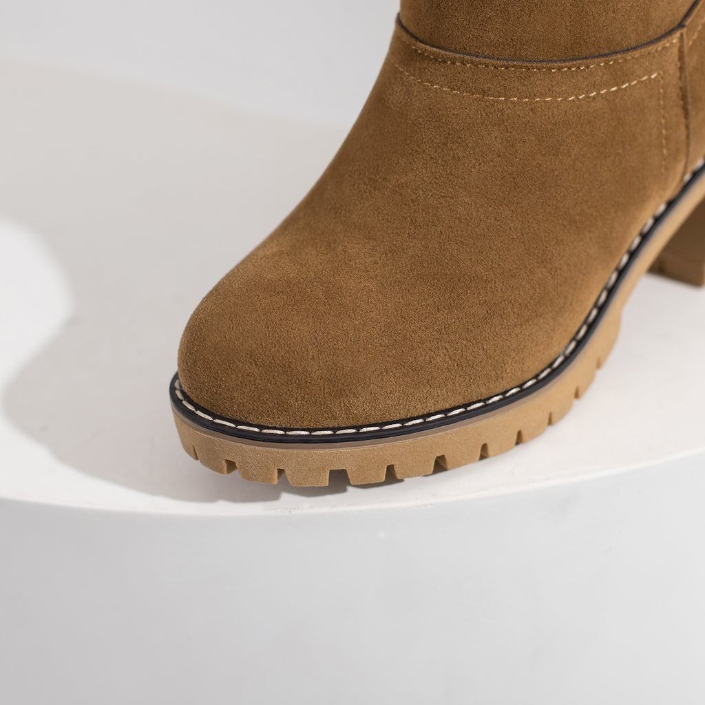 Women's Winter Snow Boots High Quality Anti-Slip Thick Insulated Fleece-Lined Slip-On with Plush Collar & Chunky Rubber Sole for Outdoor Cold Weather, Caramel Brown, Winter Boots